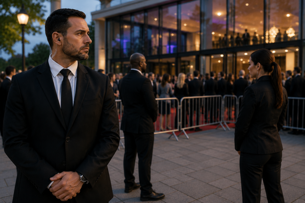 Martyn's Law event security - stewards managing entry to a large public event
