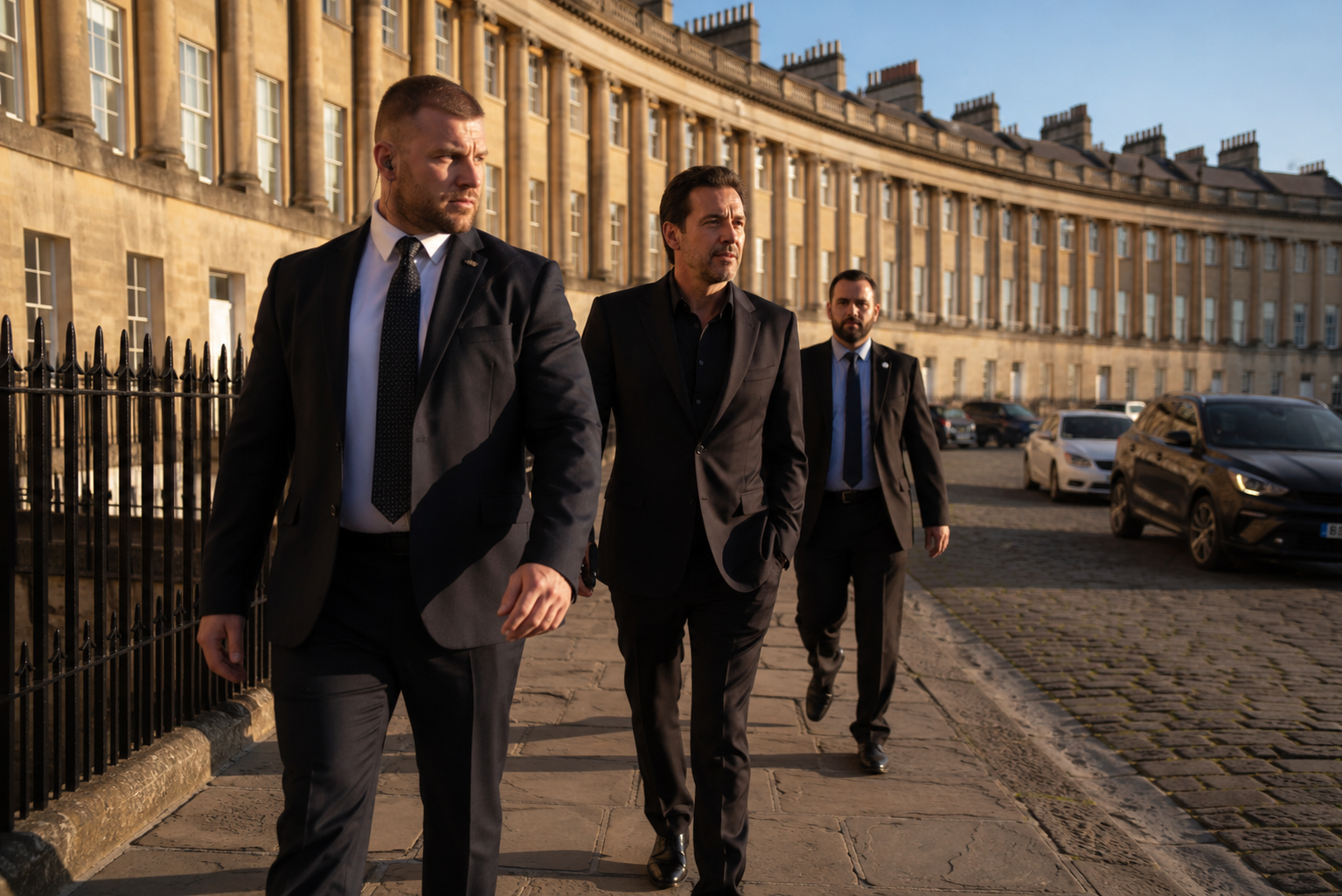Close protection officers Bath Royal Crescent South West England